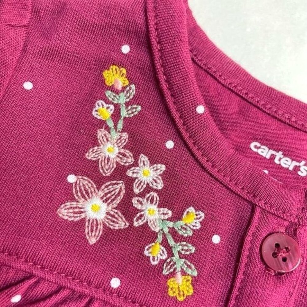 2-Piece Baby Girl Floral Bodysuit Dress & Cardigan Carter's Set 9 M - Picture 6 of 12